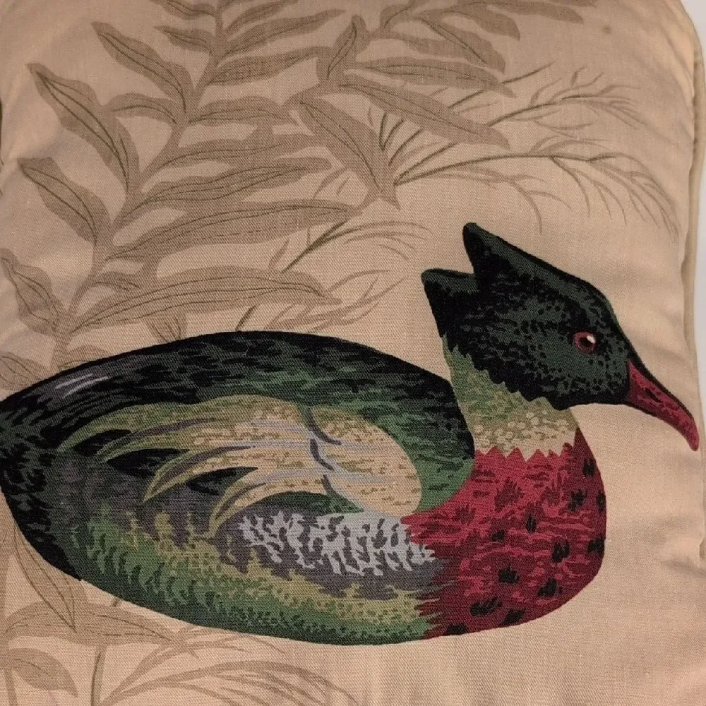 Red Breasted Merganser Decorative Pillow Rustic Cottage Lake Cabin
